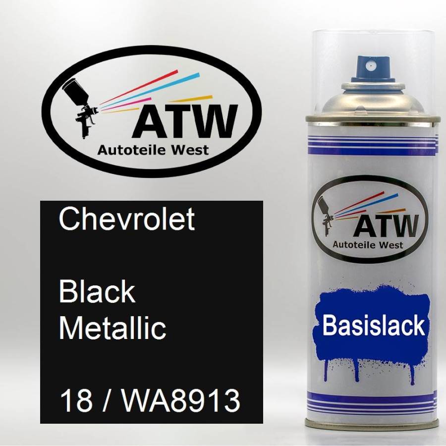 Chevrolet, Black Metallic, 18 / WA8913: 400ml Sprühdose, von ATW Autoteile West.